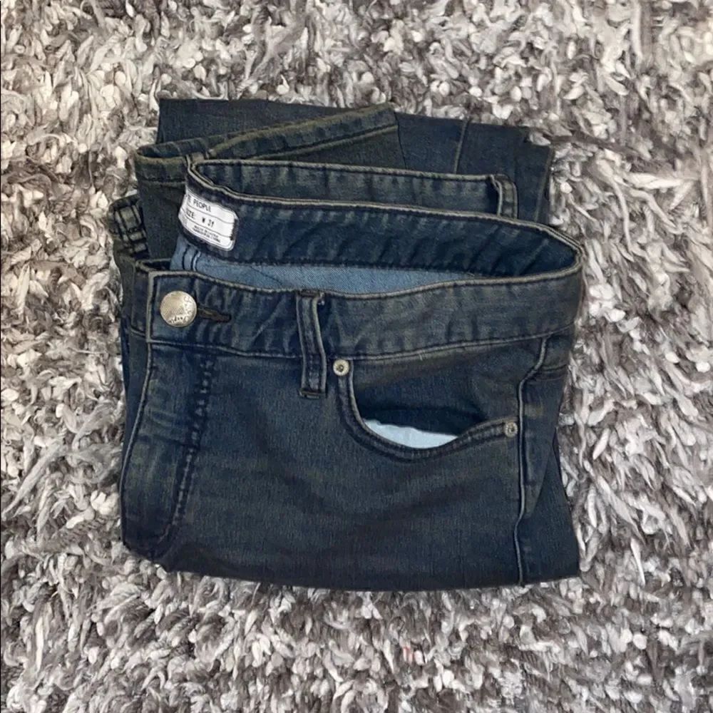 Free People Faded Distressed Ripped Blue Jeans